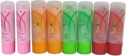 Elecsera 3D-Fruity-Lipbalm-10pc Grapes, Apple, Orange, Strawberry Pack of 8 Grapes, Apple, Orange, Strawberry (Pack of: 8, 20 g)