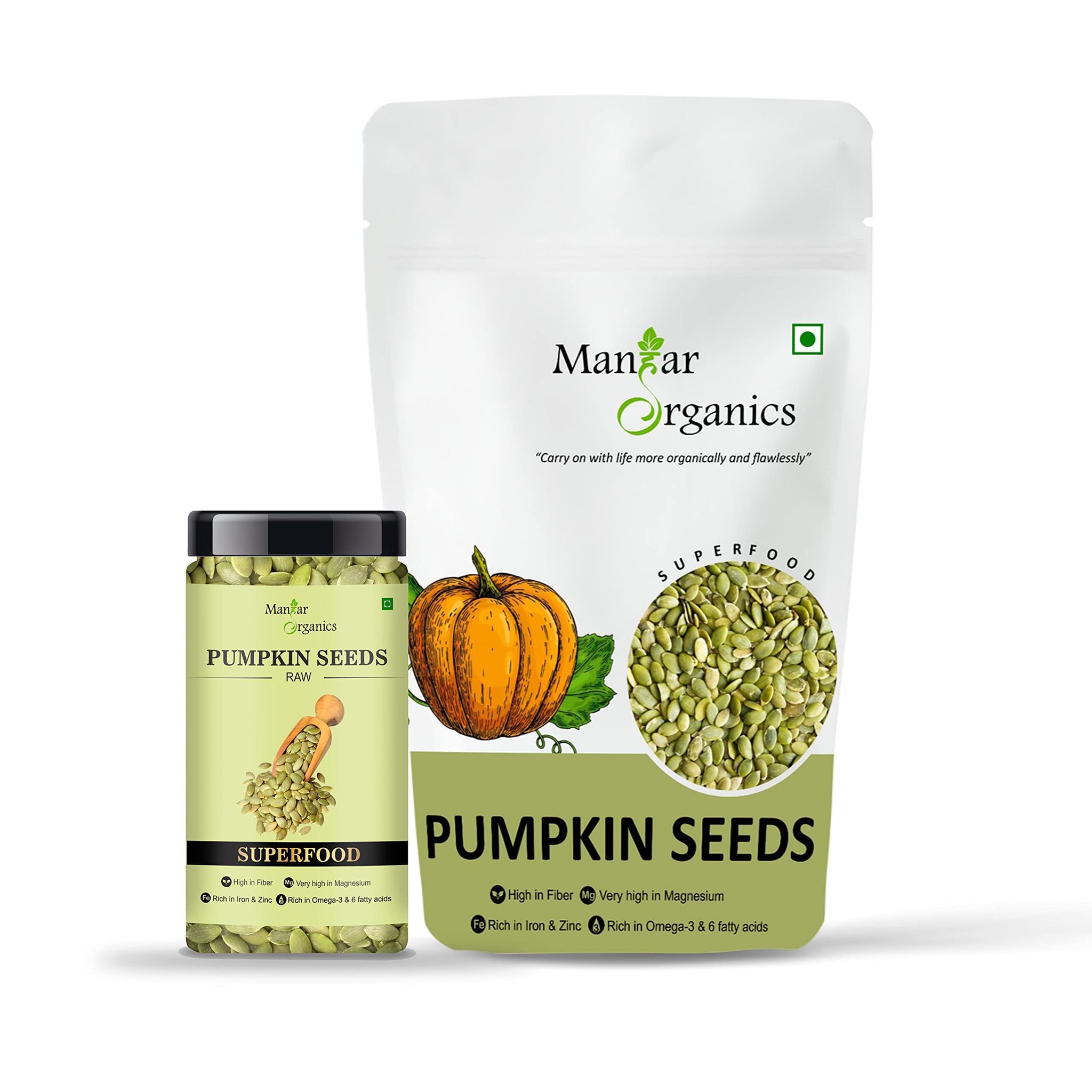 ManHar Organics Raw Pumpkin Seeds for eating 1525g - AAA Grade |Protein and Fiber Rich Superfood| (PumPkin seeds, 1525)