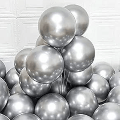 Silver Latex/Rubber Balloons - Helium Quality - 12 inches - 10PC