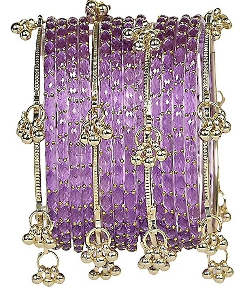 Vedhahi Purple Bangle Set ( Pack of 16 )