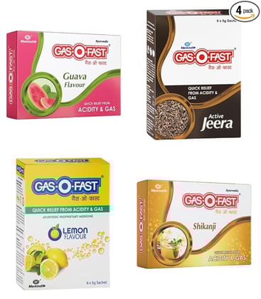 GASOFast Ayurvedic Antacid (Shikanji Jeera Lemon Guava  6s x4 5 g each)  (Pack of 4)