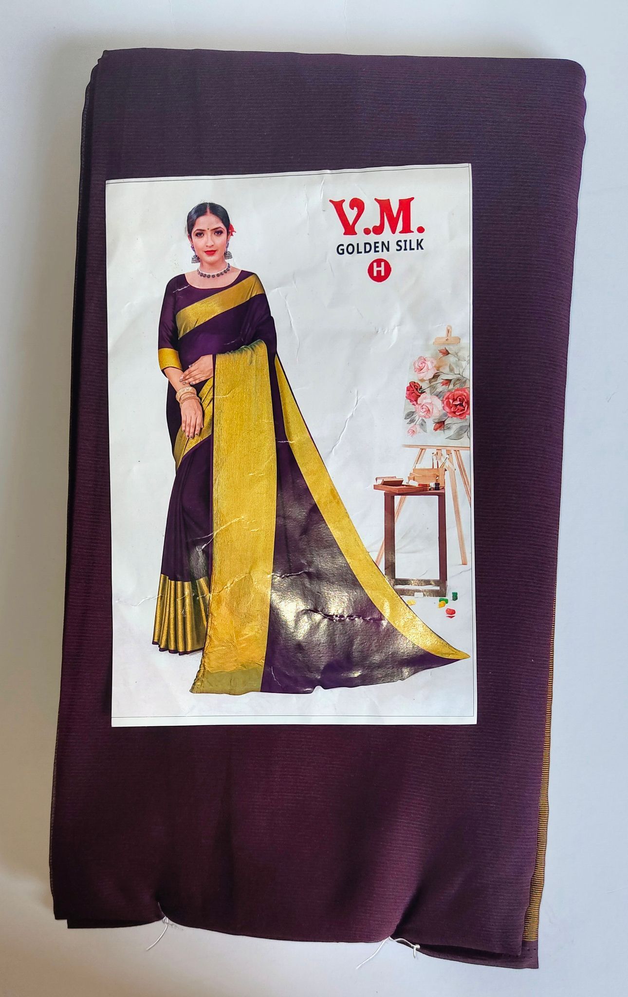 V.M. Golden Silk Saree With Blouse Piece, V.M. Sarees, Silk Sarees, Sarees, Indian Clothing, Women's Fashion