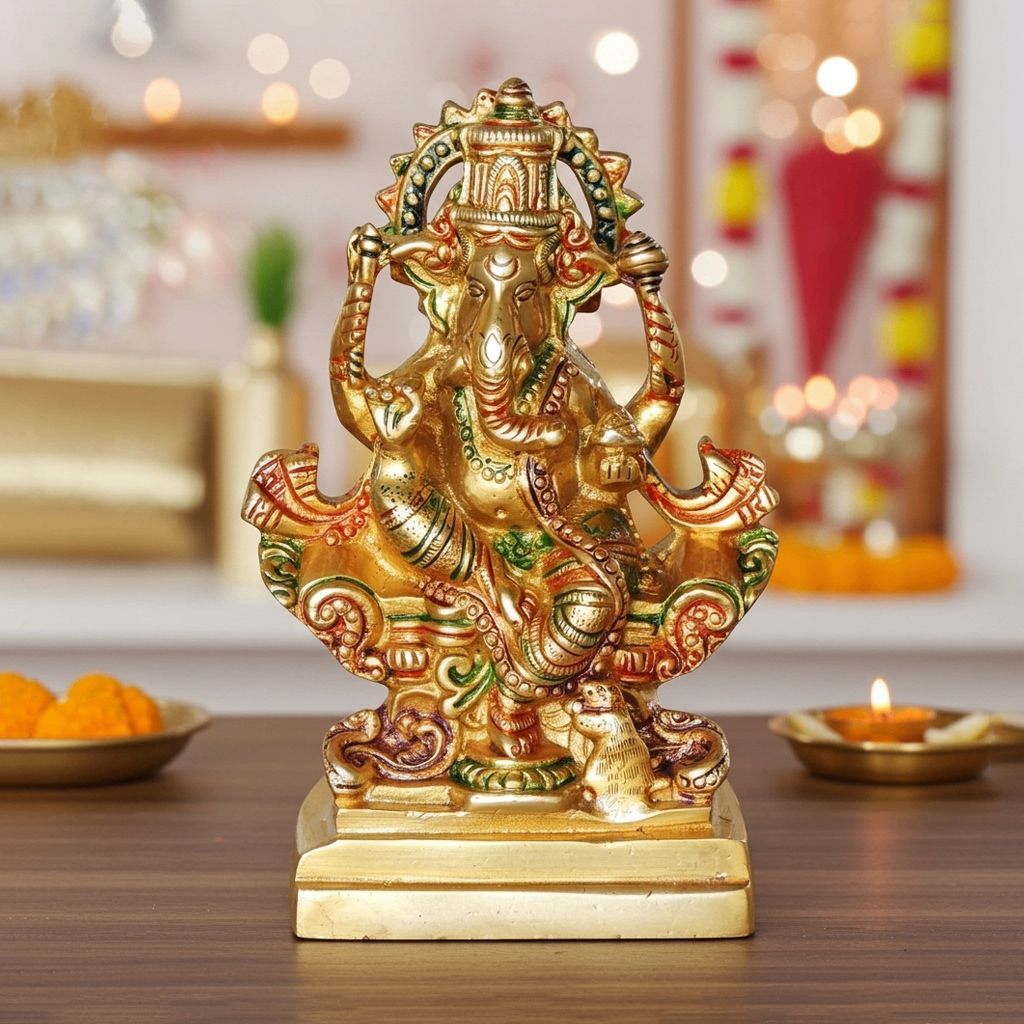 Brass Showpiece Ganesh Ji God Idol Statue (BSMAS1064 G)