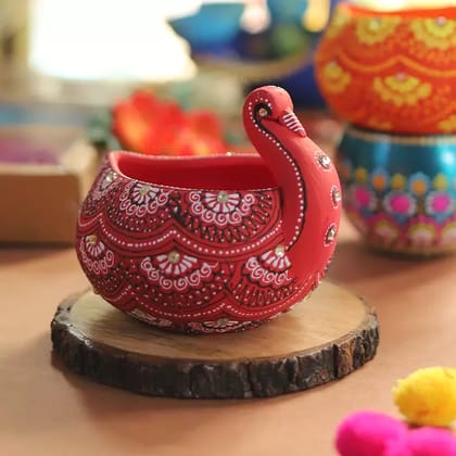 DECOREER Terracotta Swan Tealight Holder