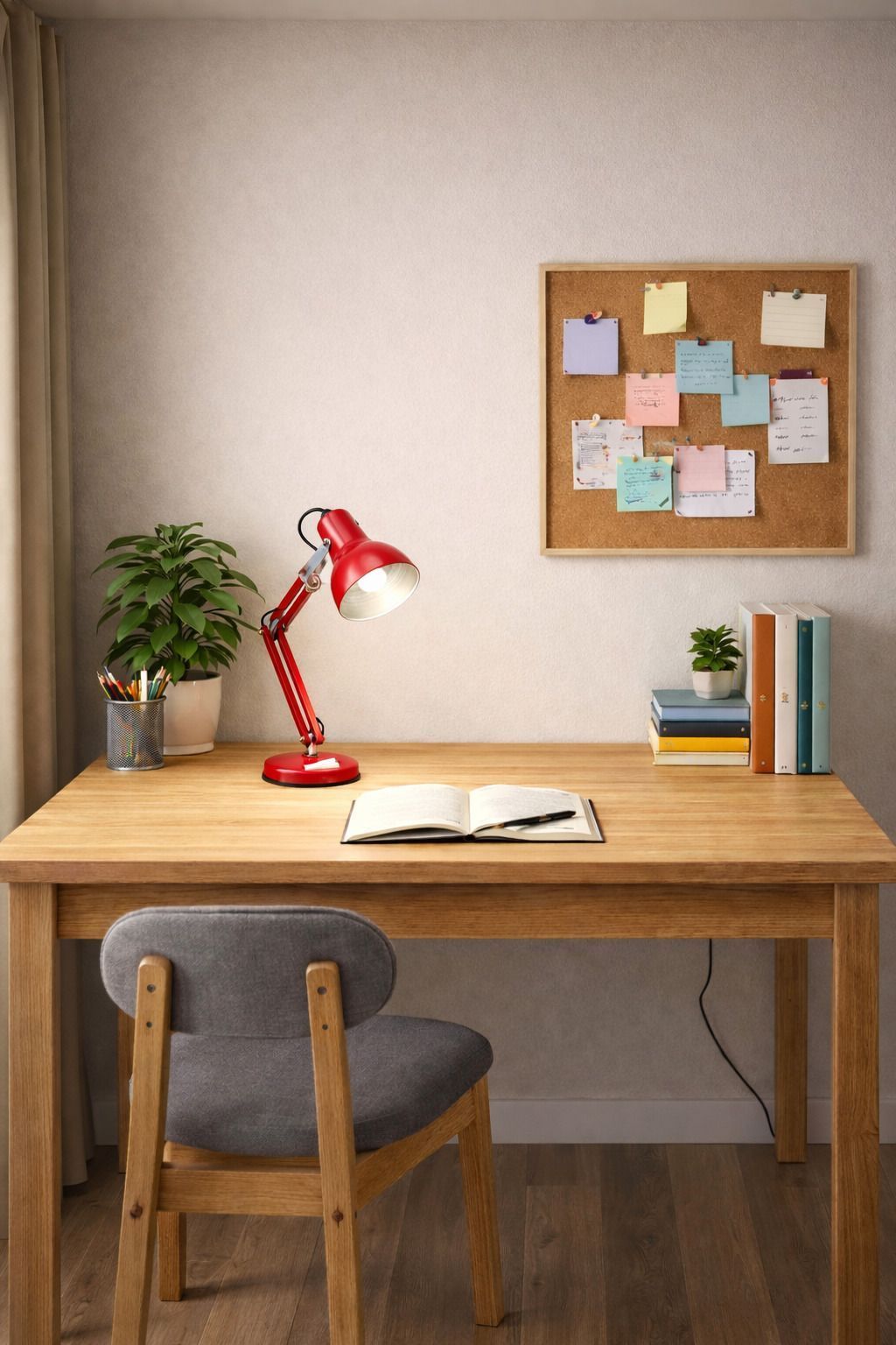 SPARKWORLD Adjustable Red Metal Swing-Arm Desk Lamp with Weighted Base | Size: 12 x20 cm