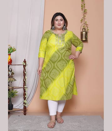 Avnii Women Cotton Printed Straight Kurti ( Green )