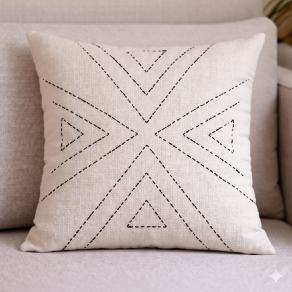 Nature Craaft Ethnic Hand Embroidered Cotton Cushion Cover