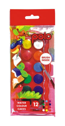 polo Watercolor Cake Set Pack of 2 | 12 Vibrant Shades (20mm) | Non-Toxic & Easy-to-Use | Ideal for Painting, Art Projects & School Supplies | Perfect for Kids & Adults