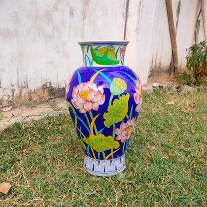Handmade Blue Pottery Blue Floral Vase/ Flowerpot/ Decorative vase/ Ceramic Vase/ Floral vase- 18 Inch Handmade Blue Pottery Blue Floral Vase/ Flowerpot/ Decorative vase/ Ceramic Vase/ Floral vase- 18 Inch