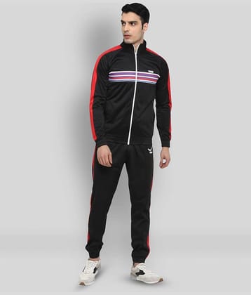 YUUKI - Black Polyester Regular Fit Striped Men's Sports Tracksuit ( Pack of 1 )