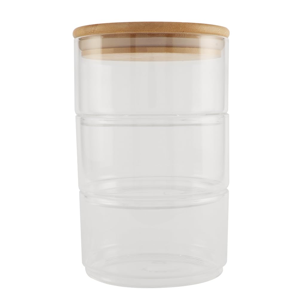 NATURALLYOURS Glasswares Storage Jar 500ml - Borosilicate Glass Container with Eco-Friendly Bamboo Lid for Kitchen Pantry Organization and Food Storage