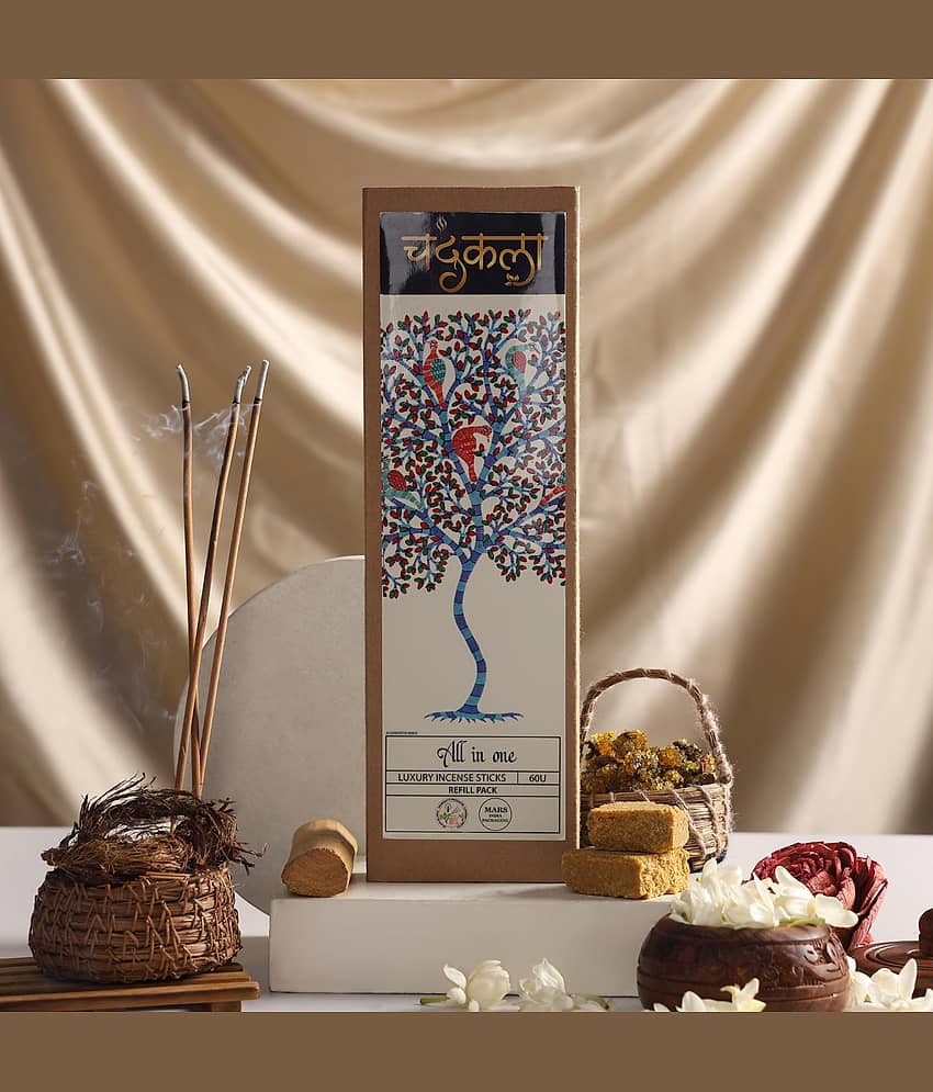 Chandrakala Incense Stick Rose,Kewda,Musk,Guggal,Loban,Pure Sandal 60 Pieces ( Pack of 1 )