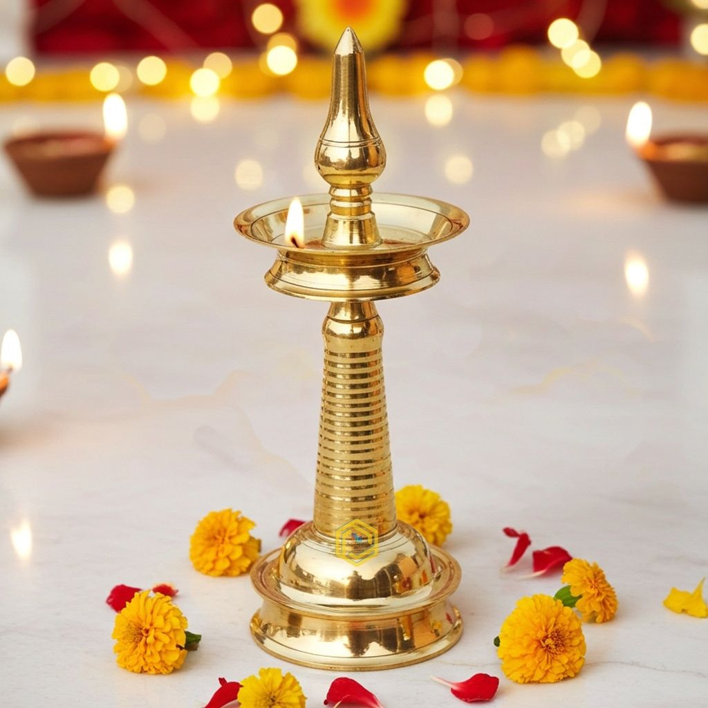Brass Table Decor Round Kerala Fancy Deepak (FMAS716 G)