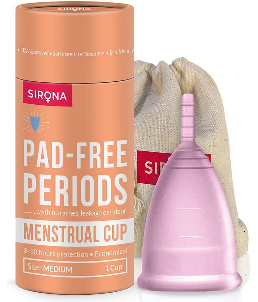 Sirona Reusable Menstrual Cup for Women | Medium Size with Pouch | Ultra Soft, Odour and Rash Free | 100% Medical Grade Silicone