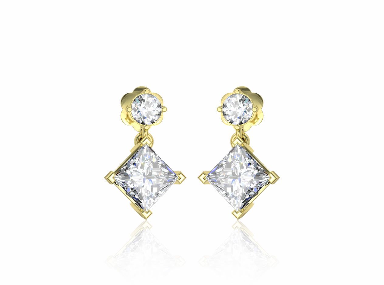 Illuminating Princess Drop Solitaire Earrings