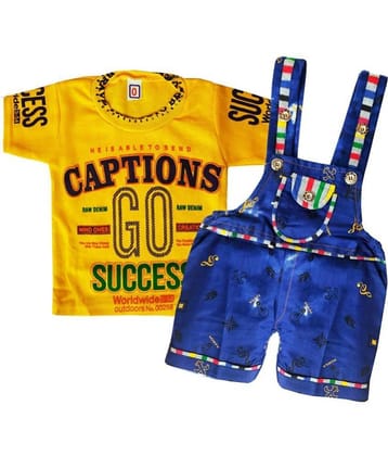 LITTLE PANDA Pack of 1 Baby Boys Cotton Blend Dungaree Sets ( Yellow )