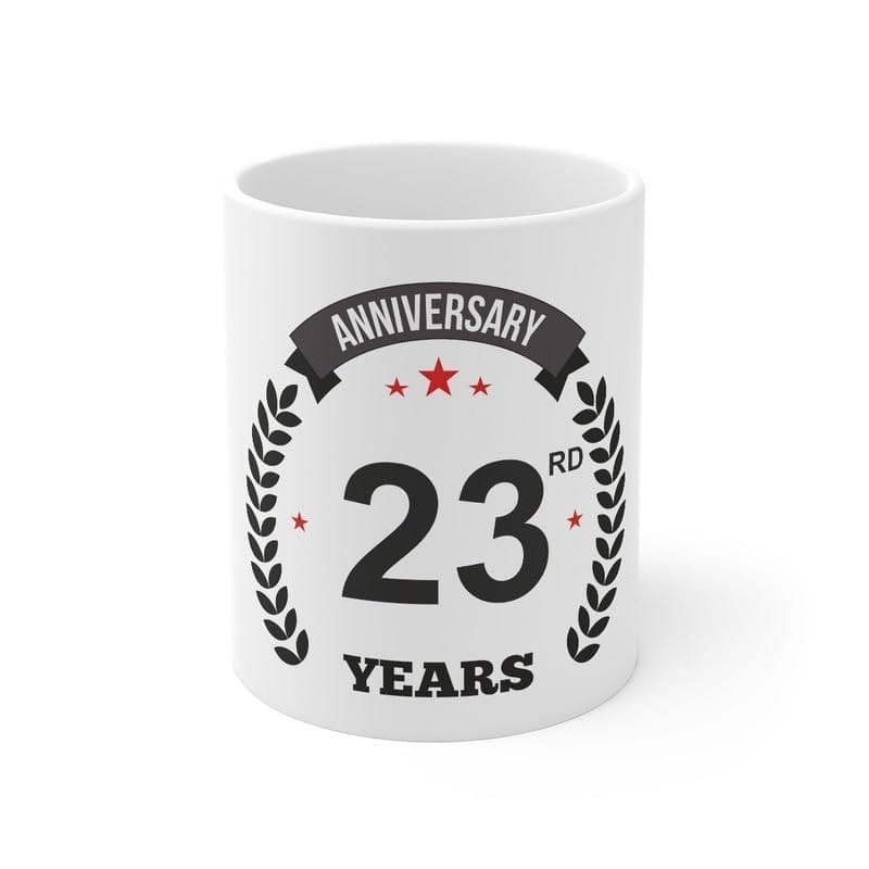 DARSHANS Ceramic 23rd Anniversary Printed Coffee Mug (Color: White, Capacity:330ml)