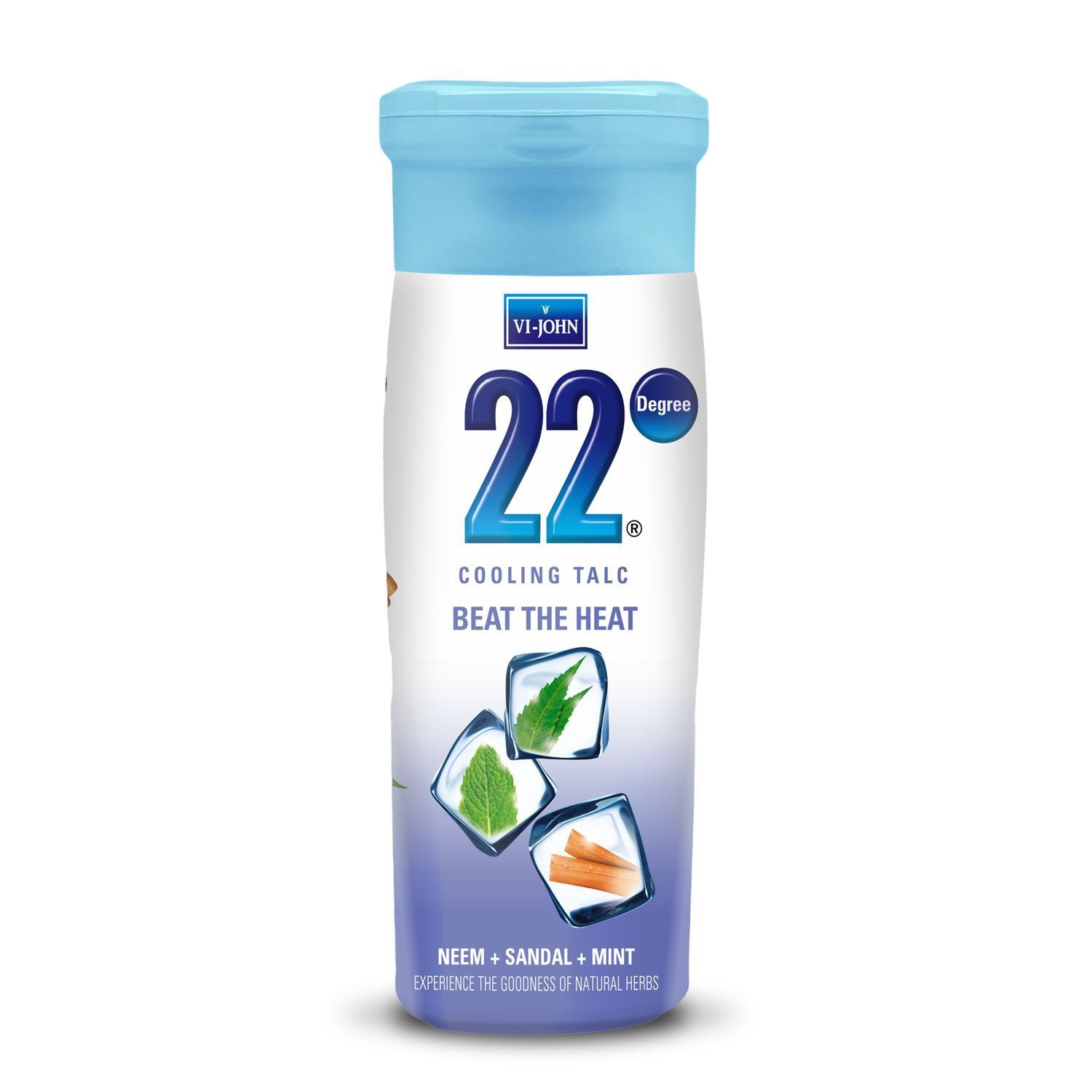 VI-JOHN 22 Degree Cooling Ayurvedic Talc Beat The Heat(Neem+Sandak+Mint) 100g (Pack of 12)