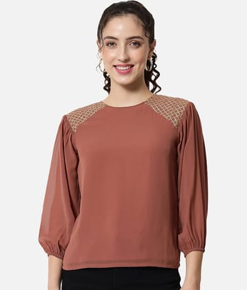 ALL WAYS YOU Brown Georgette Women's Regular Top ( Pack of 1 )