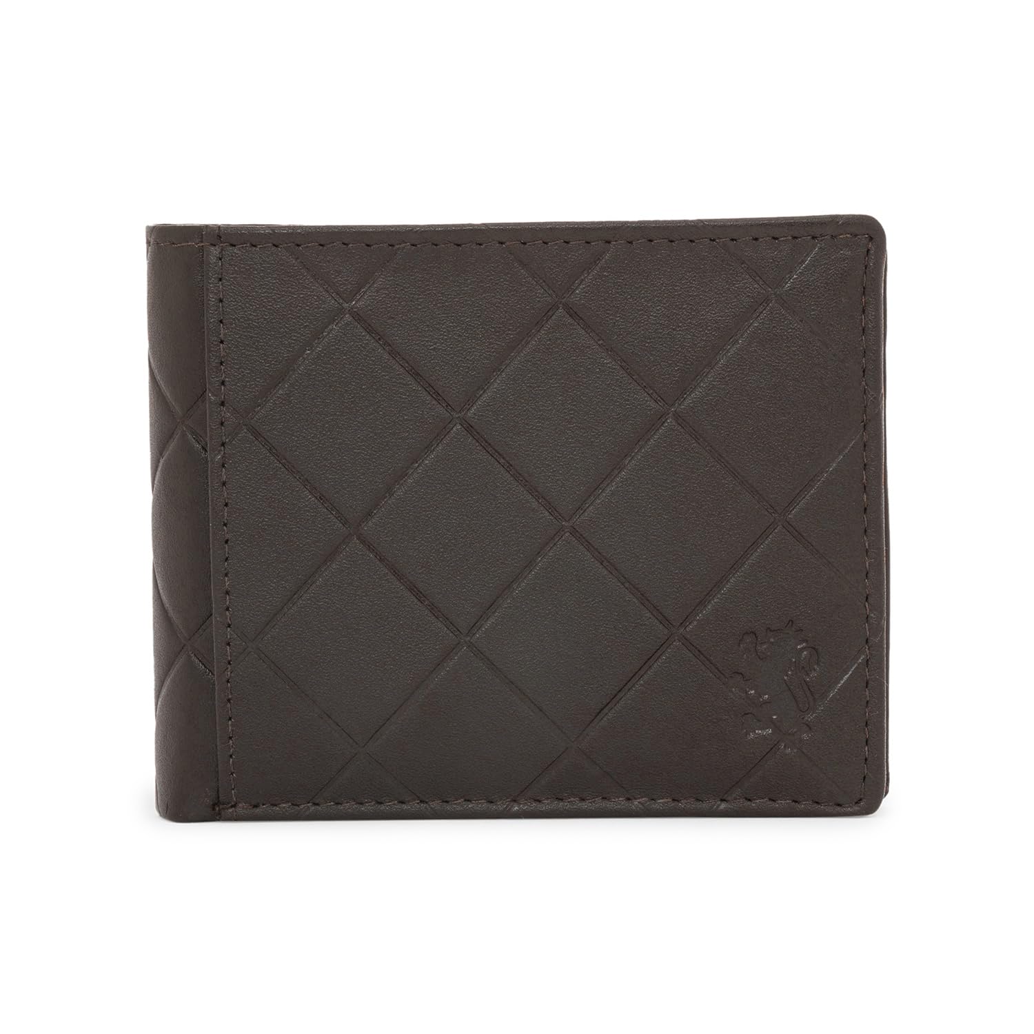 Red Tape Men's Brown Leather Wallet | RFID Blocking Slim Bifold Wallet with Card Holder & Cash Compartments | Stylish Diamond Pattern | Travel, Daily Use & Gift for Men