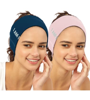 FREECULTR Unisex Bamboo Bandana, Anti Microbial Super Soft & Comfort Fit, Breathable Multipurpose Headband, Face Mask for Dust Protection and Sun - Size Printed Pack of 2-Sapphire Blue, Peach