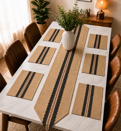 Handcrafted Jute Table Runner Mat Set