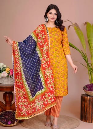Yellow Cotton Premium And Elegant Kurta Set For Women Yellow Cotton Premium And Elegant Kurta Set For Women