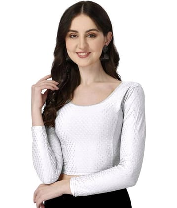 DELTIN HUB White Readymade without Pad Silk Blend Women's Blouse ( Pack of 1 )