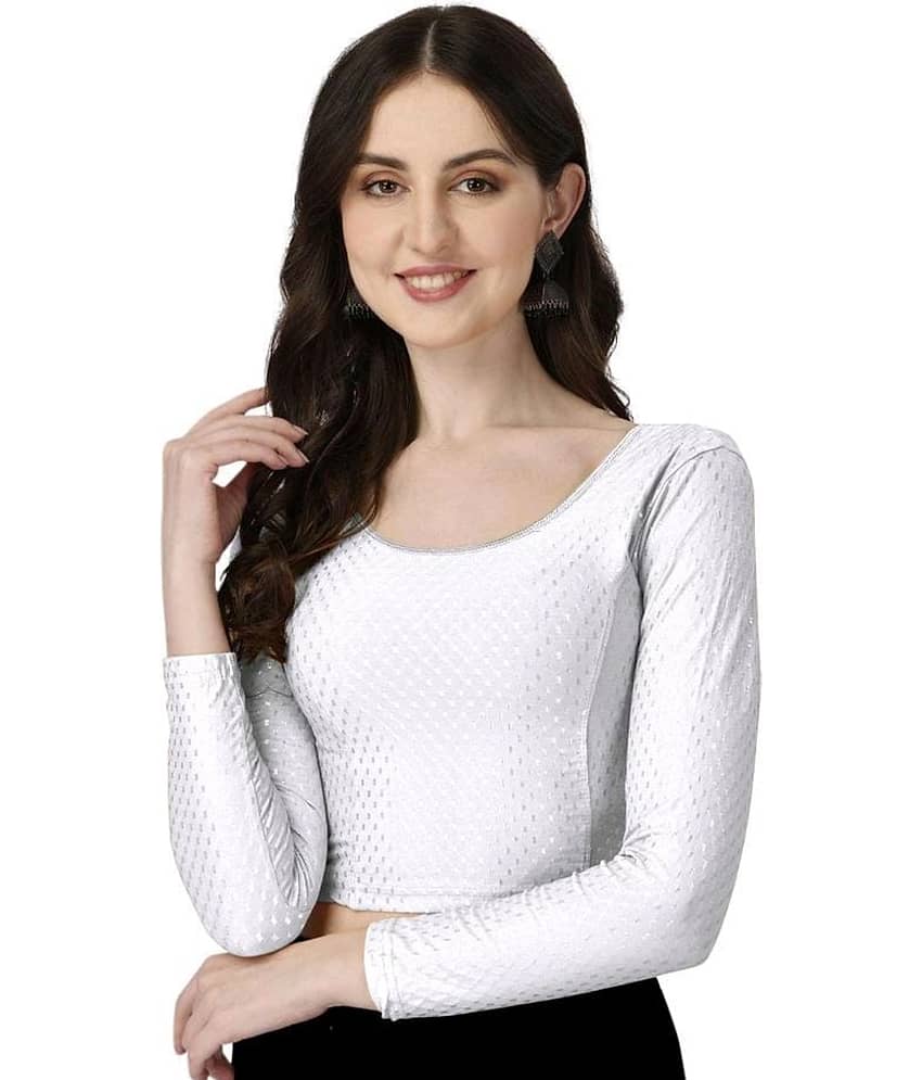 DELTIN HUB White Readymade without Pad Silk Blend Women's Blouse ( Pack of 1 )
