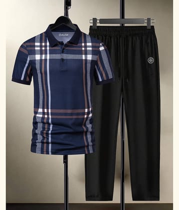 AUSK Navy Blue Cotton Blend Relaxed Fit Men's Tracksuit ( Pack of 1 )