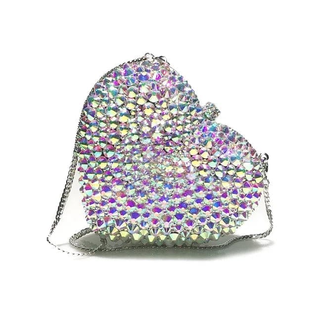 Hot selling Luxury Heart Shape Bean Party Purse Clutch Rhinestone Bags Purses Handbag Women Evening Crystal Bag