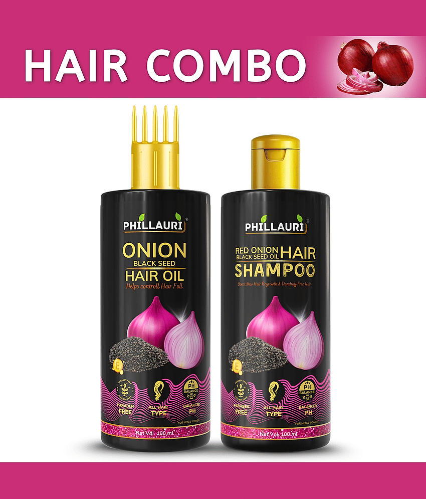 Daily Hair Care Combo With Red Onion Hair Oil & Black Seed Shampoo | For Men & Women