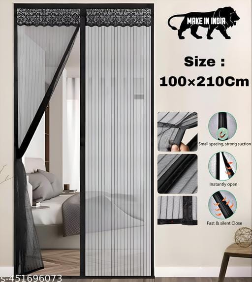 Heavy quality magnetic door mosquito net full coverage mesh insect protection curtain black 210100cms frame hung