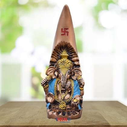 WELNO International Ek Dant Ganesha Stone, Half Moon Ganesh ji Ganpati Sitting in Chand Idol Figurine | Lord Ganesha Statue for Home Decoration