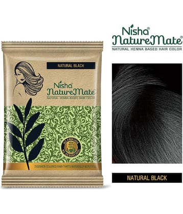 Nisha Nature Mate Henna Based Hair Colour Original Black 10gm Pack of 10, No Ammonia, No Resorcinol, 100% Grey Coverage
