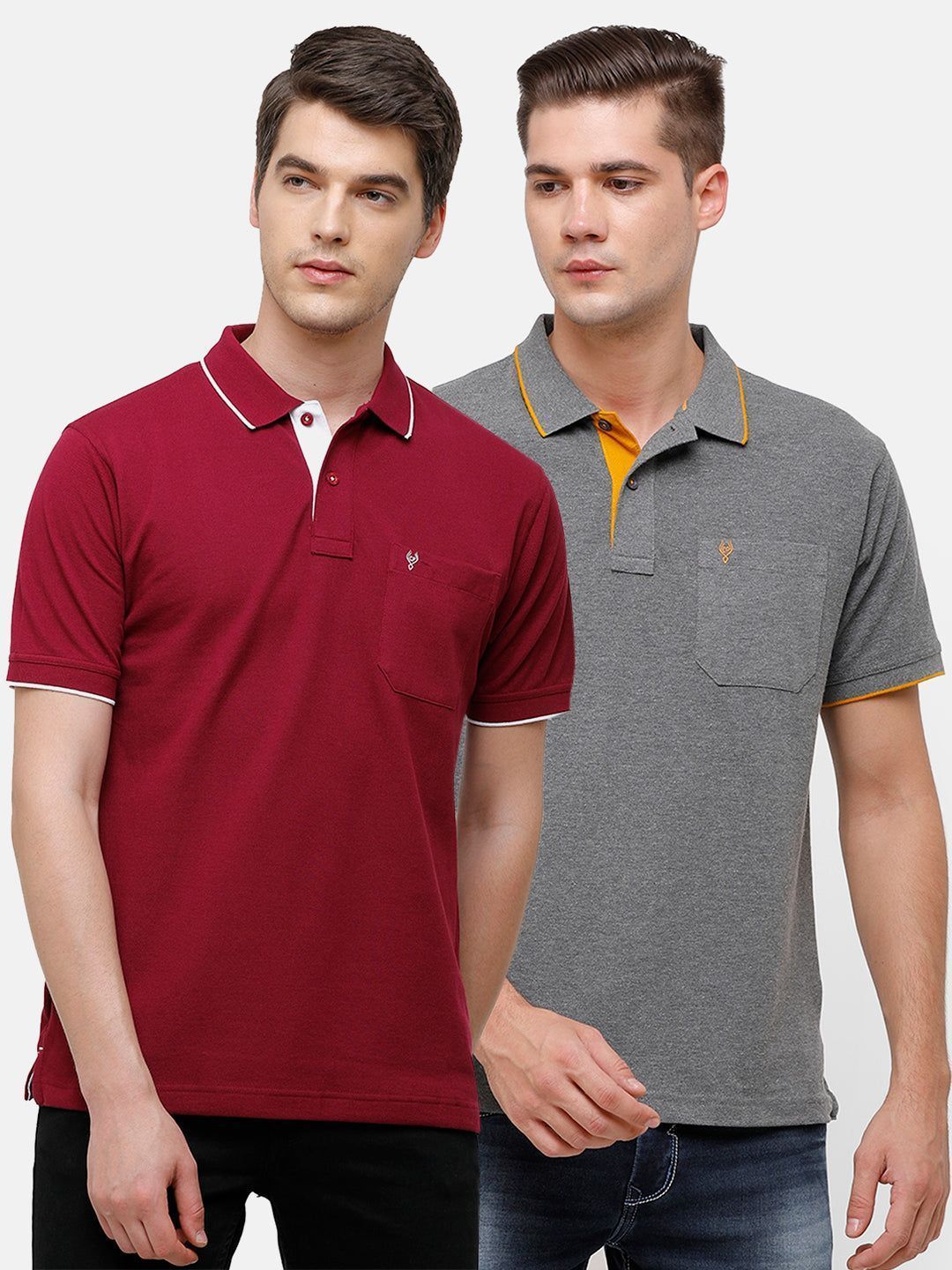 Classic Polo Men's Combo Double Pique Polo Half Sleeve Slim Fit T-Shirt Nova - Pack of 2