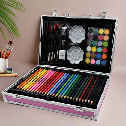 17980&nbsp;Professional Art Set-Drawing Painting Sketching Coloring Kids Set All in 1 Art Case Perfect for Kids with Unicorn Design Case, Shading Crayons Oil Pastels Color Set Watercolor Cakes Paint Brush Sharpener Eraser (145 Pcs Set)
