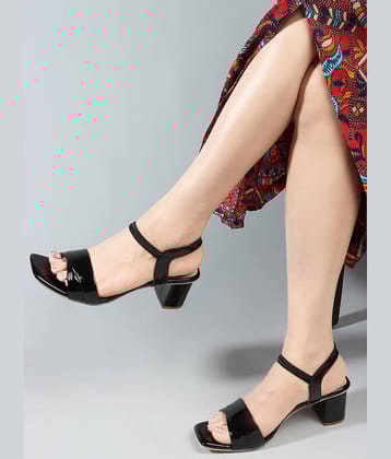 Footprints Black Women's Sandal Heels