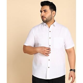 PrintCultr PLUS Plus Size Men Regular Fit Solid Curved Collar Casual Shirt PrintCultr PLUS Plus Size Men Regular Fit Solid Curved Collar Casual Shirt