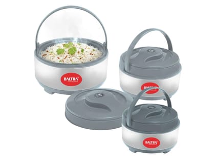 BALTRA Set of 3 Cheris Casserole Set with Lid (1000ml, 1500ml, 2000ml) Insulated Hot Pot