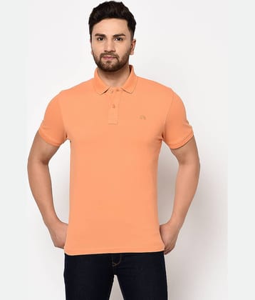 98 Degree North Pack of 1 Cotton Blend Slim Fit Solid Half Sleeves Men's Polo T Shirt ( Peach )