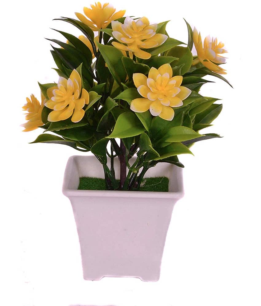 YUTIRITI Orchids Yellow Artificial Flowers Bunch - Pack of 1