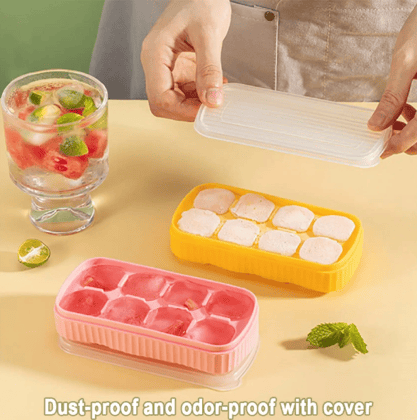 Villwin 02 Pcs Ice Cube Tray with Lids Large Size Silicone Flexible Ice Maker for Whiskey and Cocktails, Keep Drinks Chilled