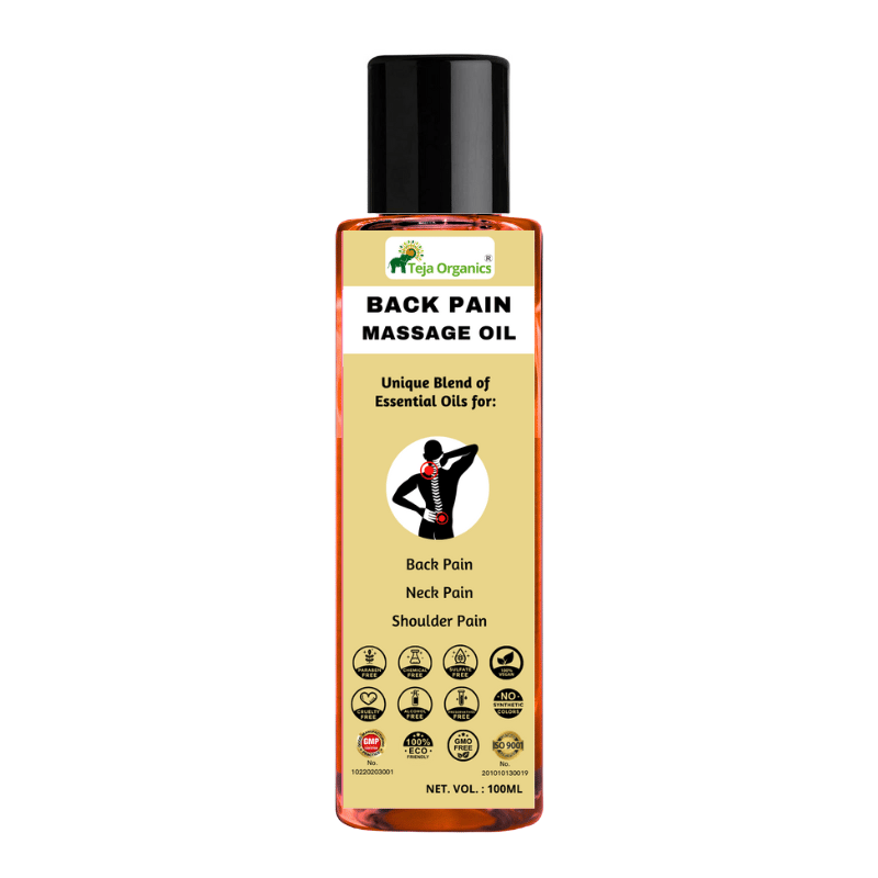 Back Pain Massage Oil 100ml | Unique Blend of Essential Oils for: Back Pain, Neck Pain, Shoulder Pain | Non-Sticky & Fast Absorbing