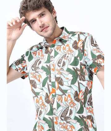 Ketch 100% Cotton Slim Fit Printed Half Sleeves Men's Casual Shirt - Green ( Pack of 1 )