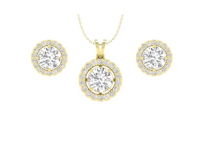 Round Halo Solitaire Jewellery Set Round Halo Solitaire Jewellery Set