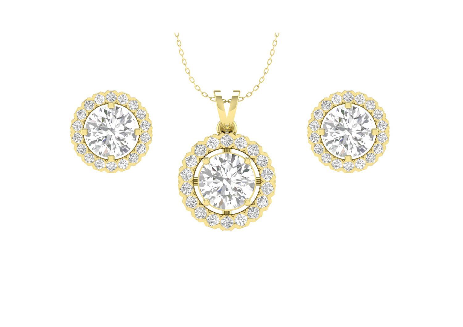 Round Halo Solitaire Jewellery Set