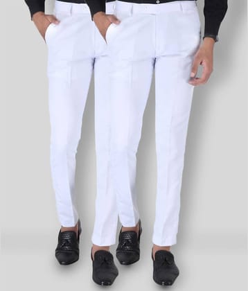 SREY - White Cotton Blend Slim Fit Men's Chinos (Pack of 2)