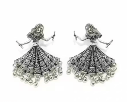 Oxidized Silver Tribal Dancing Girl Jhumka Earrings for Women | Traditional Boho Ethnic Jewelry Oxidized Silver Tribal Dancing Girl Jhumka Earrings for Women | Traditional Boho Ethnic Jewelry