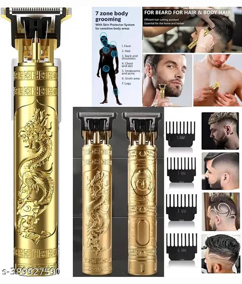 Vintage T9 Trimmer Dragon Style Gold Cordless Beard Trimmer With 120 minutes Runtime